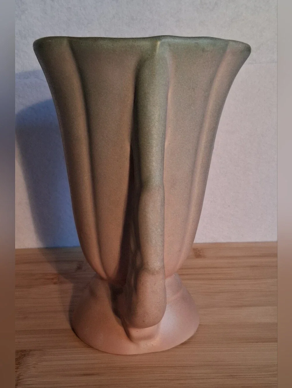 Vintage Niloak Art Pottery Wing Handled Vase Blue, Pink